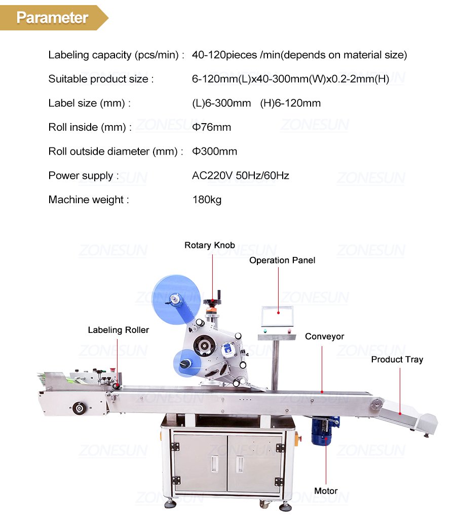 ZONESUN ZS-TB832 Full Automatic Flat Surface Labeling Machine For Packaging Bags-ZONESUN TECHNOLOGY LIMITED