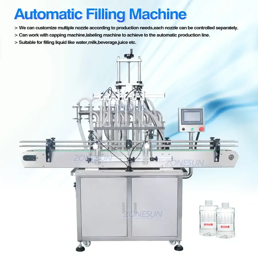 6 Heads Liquid Filling Machine-ZONESUN TECHNOLOGY LIMITED 6 Heads Liquid Filling Machine-ZONESUN TECHNOLOGY LIMITED