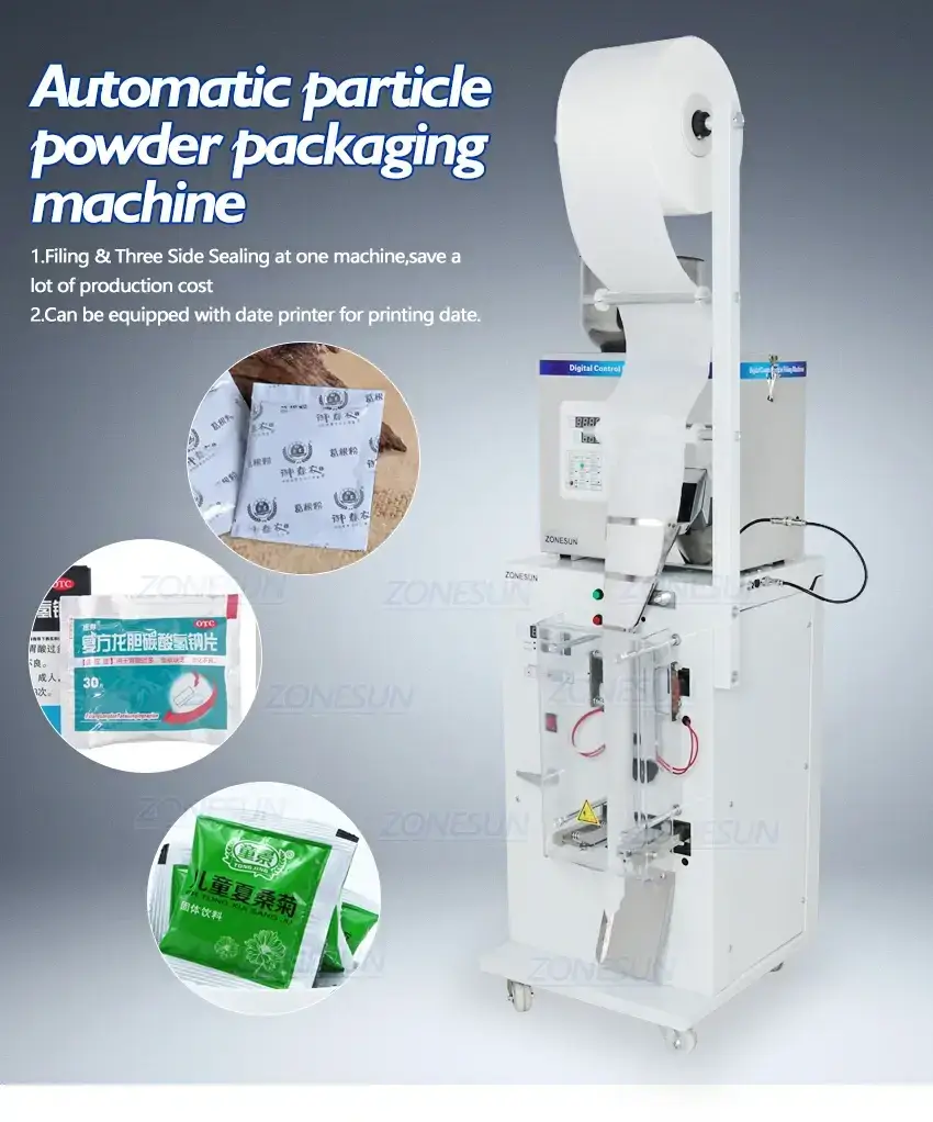 ZONESUN Automatic Powder Filling Three Side Sealing Machine-ZONESUN TECHNOLOGY LIMITED ZONESUN Automatic Powder Filling Three Side Sealing Machine-ZONESUN TECHNOLOGY LIMITED