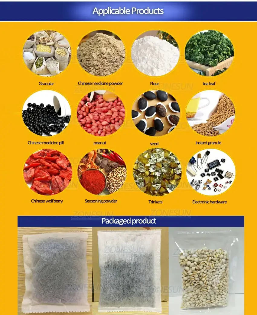 ZONESUN Automatic Powder Filling Three Side Sealing Machine-ZONESUN TECHNOLOGY LIMITED ZONESUN Automatic Powder Filling Three Side Sealing Machine-ZONESUN TECHNOLOGY LIMITED