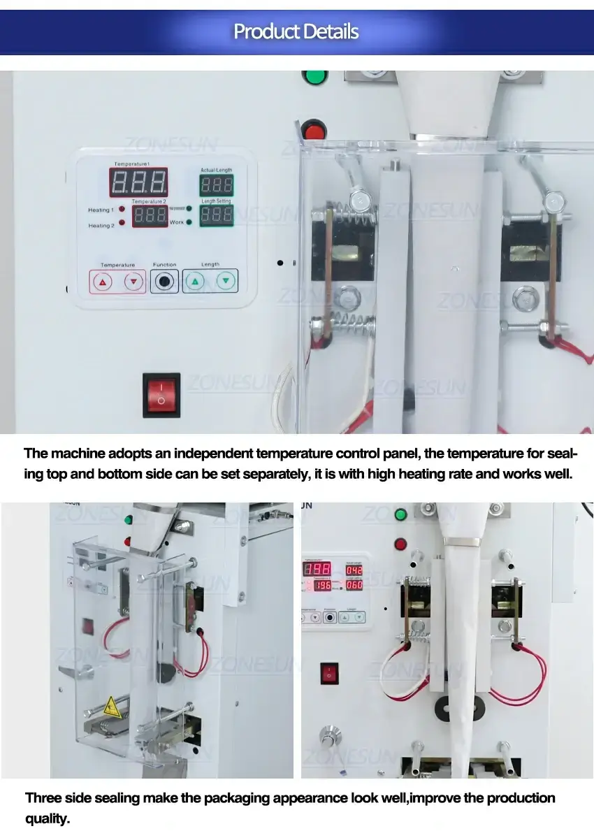 ZONESUN Automatic Powder Filling Three Side Sealing Machine-ZONESUN TECHNOLOGY LIMITED ZONESUN Automatic Powder Filling Three Side Sealing Machine-ZONESUN TECHNOLOGY LIMITED