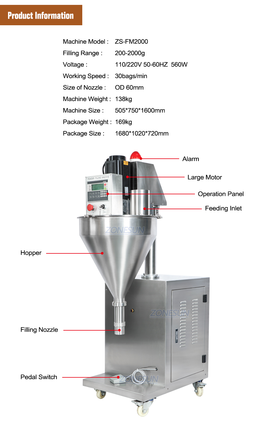 ZONESUN ZS-FM2000 Automatic Powder Filling Machinery-ZONESUN TECHNOLOGY LIMITED ZONESUN ZS-FM2000 Automatic Powder Filling Machinery-ZONESUN TECHNOLOGY LIMITED