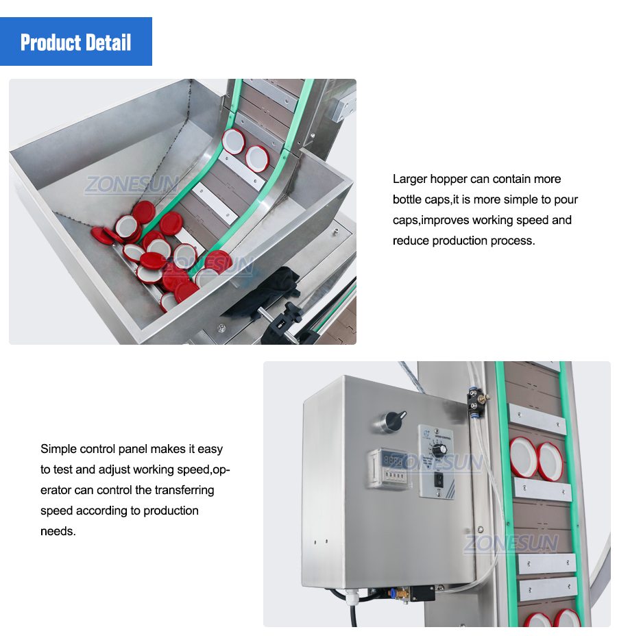 Bottle Cap Feeding Elevator Machine-ZONESUN TECHNOLOGY LIMITED Bottle Cap Feeding Elevator Machine-ZONESUN TECHNOLOGY LIMITED