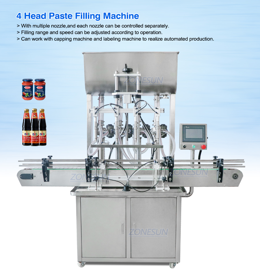 4Heads Paste Filling Machine-ZONESUN TECHNOLOGY LIMITED 4Heads Paste Filling Machine-ZONESUN TECHNOLOGY LIMITED