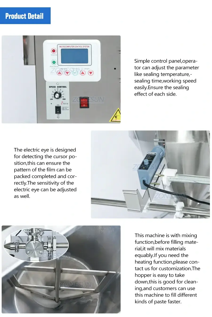 Honey Stick Filling Sealing Machine-ZONESUN TECHNOLOGY LIMITED Honey Stick Filling Sealing Machine-ZONESUN TECHNOLOGY LIMITED