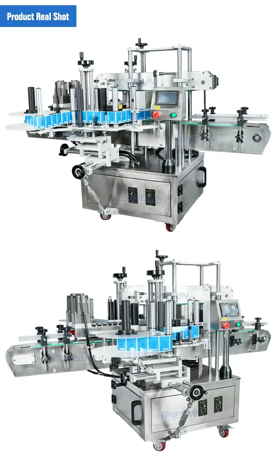 ZONESUN ZS-TB300M Automatic Flat Bottle Double Sided Labeling Machine-ZONESUN TECHNOLOGY LIMITED ZONESUN ZS-TB300M Automatic Flat Bottle Double Sided Labeling Machine-ZONESUN TECHNOLOGY LIMITED