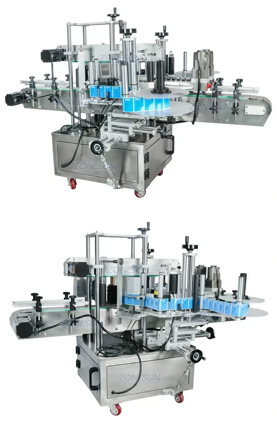 ZONESUN ZS-TB300M Automatic Flat Bottle Double Sided Labeling Machine-ZONESUN TECHNOLOGY LIMITED ZONESUN ZS-TB300M Automatic Flat Bottle Double Sided Labeling Machine-ZONESUN TECHNOLOGY LIMITED