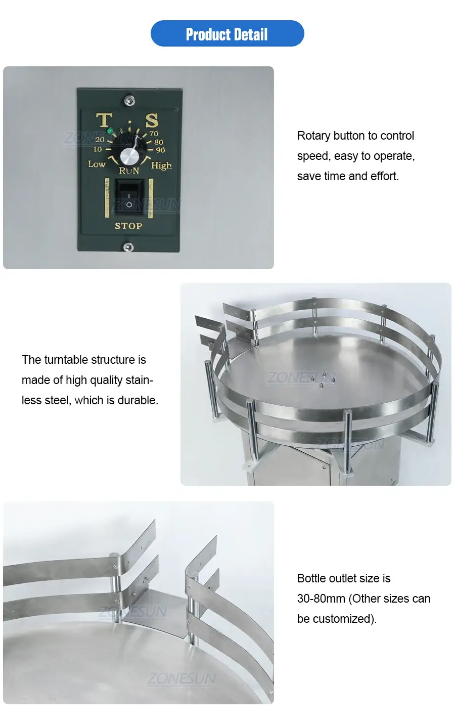 Small Round Bottle Turntable Machine-ZONESUN TECHNOLOGY LIMITED Small Round Bottle Turntable Machine-ZONESUN TECHNOLOGY LIMITED