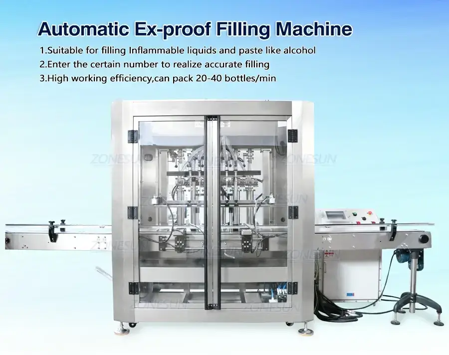 Automatic Six-head Explosion-proof Servo Filling Machine-ZONESUN TECHNOLOGY LIMITED Automatic Six-head Explosion-proof Servo Filling Machine-ZONESUN TECHNOLOGY LIMITED
