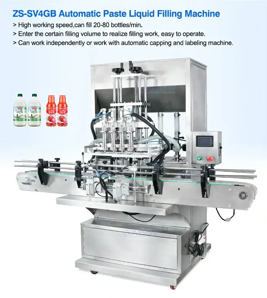 ZONESUN ZS-SV4GB Automatic Paste Servo Filling Machinery-ZONESUN TECHNOLOGY LIMITED ZONESUN ZS-SV4GB Automatic Paste Servo Filling Machinery-ZONESUN TECHNOLOGY LIMITED