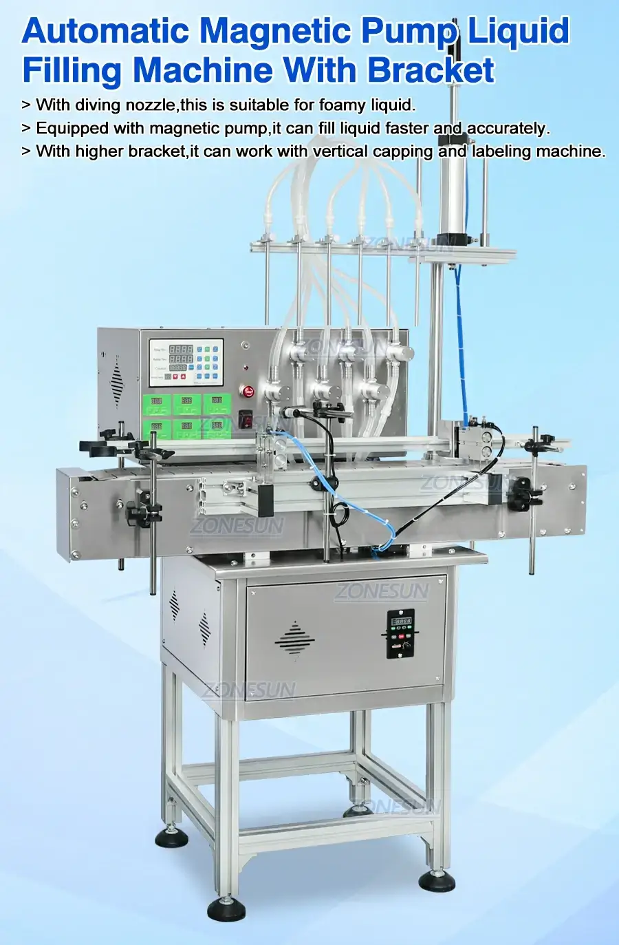 6 Diving Nozzles Liquid Filling Machine-ZONESUN TECHNOLOGY LIMITED 6 Diving Nozzles Liquid Filling Machine-ZONESUN TECHNOLOGY LIMITED