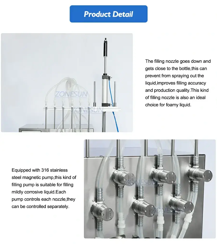 6 Diving Nozzles Liquid Filling Machine-ZONESUN TECHNOLOGY LIMITED 6 Diving Nozzles Liquid Filling Machine-ZONESUN TECHNOLOGY LIMITED