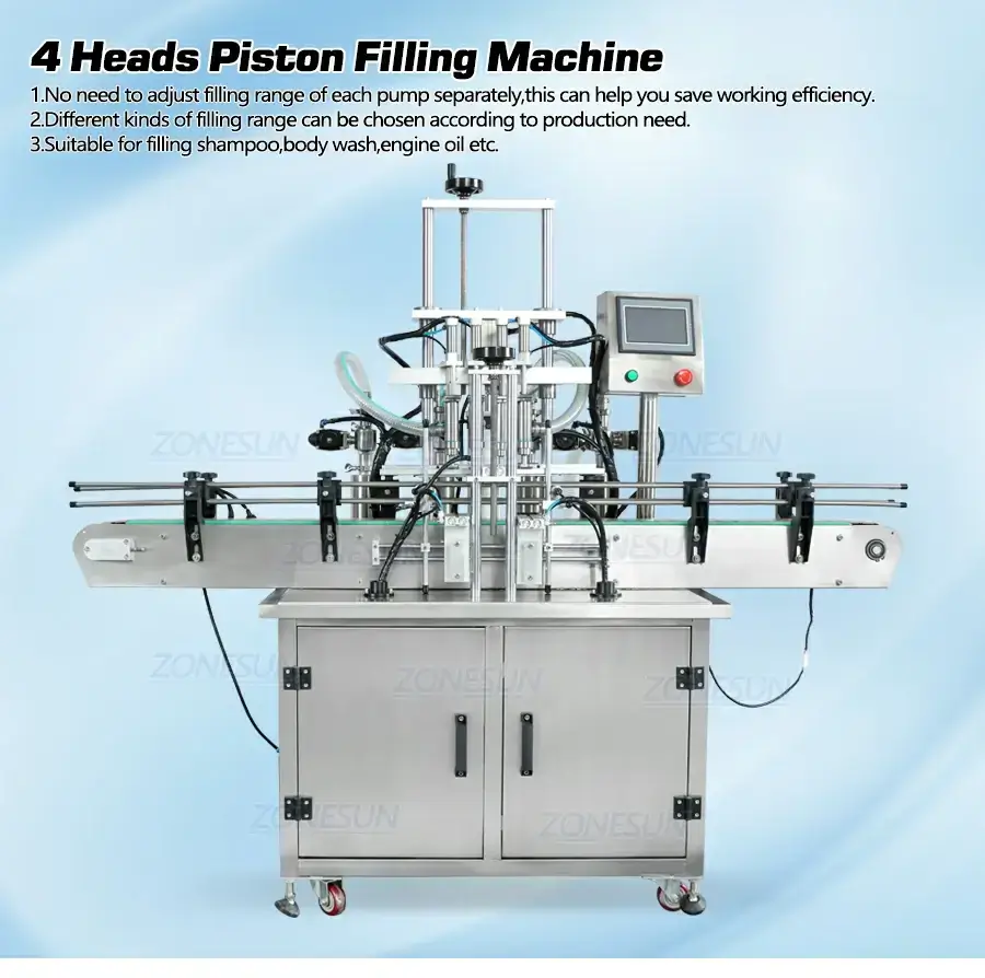 4 Heads Liquid Filling Machine-ZONESUN TECHNOLOGY LIMITED 4 Heads Liquid Filling Machine-ZONESUN TECHNOLOGY LIMITED
