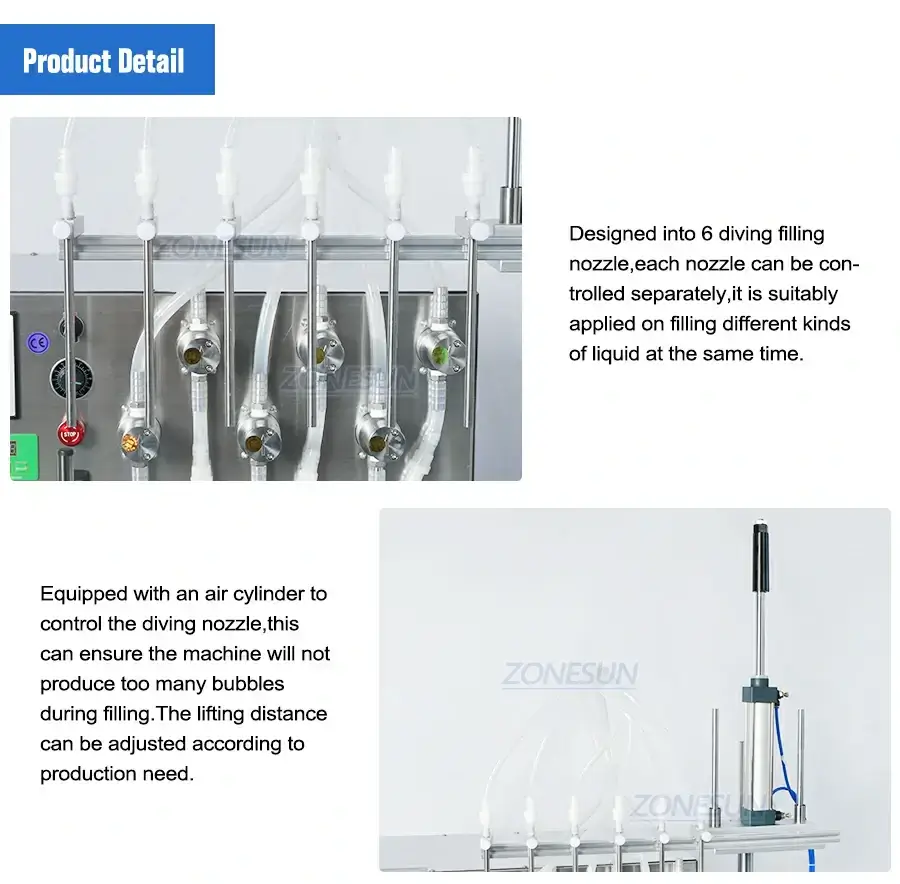 6 Diving Nozzles Magnetic Pump Filling Machine-ZONESUN TECHNOLOGY LIMITED 6 Diving Nozzles Magnetic Pump Filling Machine-ZONESUN TECHNOLOGY LIMITED