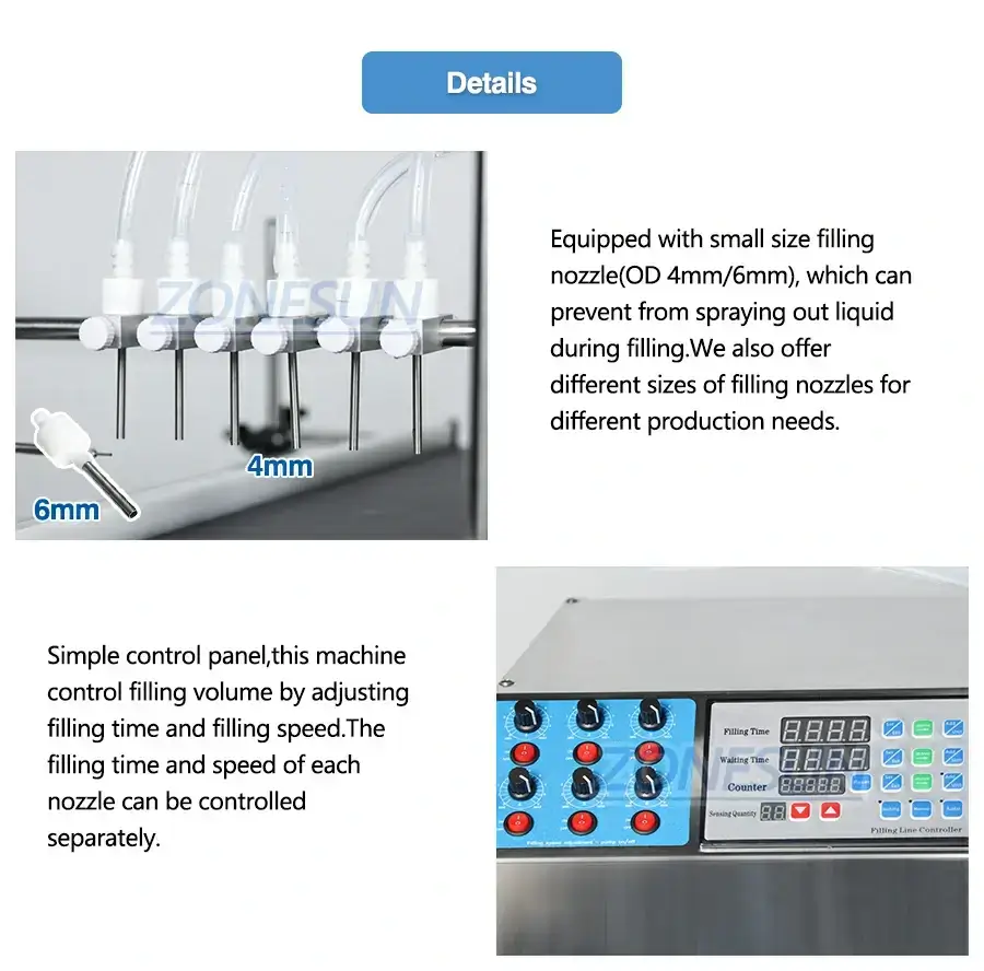 6 Head Ampoule Bottle Filling Machine-ZONESUN TECHNOLOGY LIMITED 6 Head Ampoule Bottle Filling Machine-ZONESUN TECHNOLOGY LIMITED