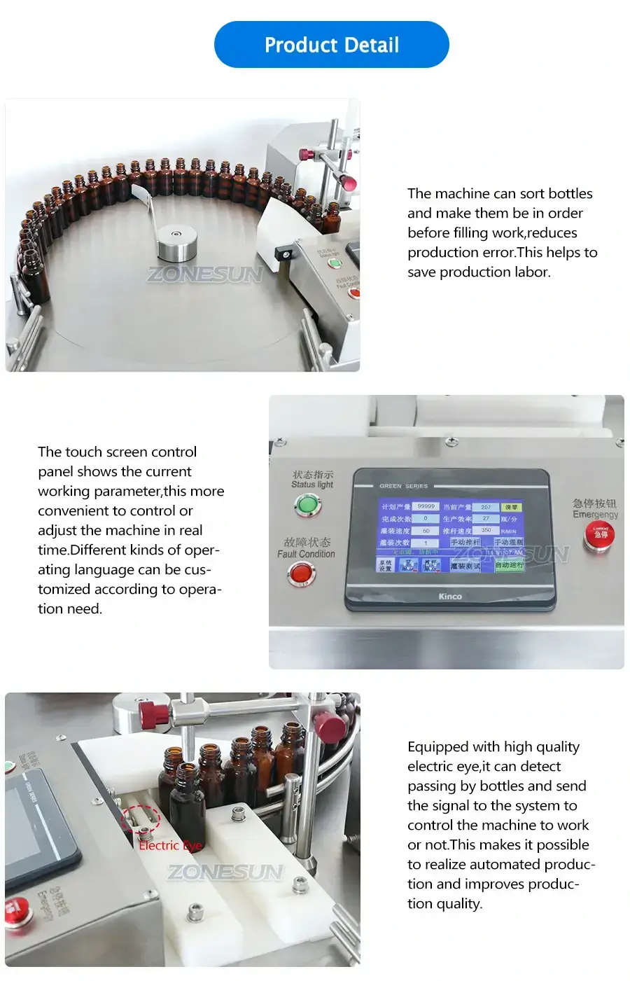Bottle Sorting Filling Machine-ZONESUN TECHNOLOGY LIMITED Bottle Sorting Filling Machine-ZONESUN TECHNOLOGY LIMITED