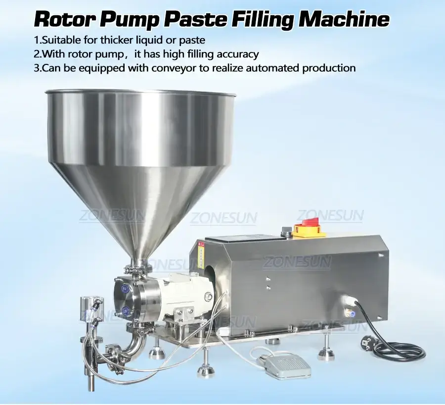 Rotor Pump Paste Filling Machine-ZONESUN TECHNOLOGY LIMITED Rotor Pump Paste Filling Machine-ZONESUN TECHNOLOGY LIMITED
