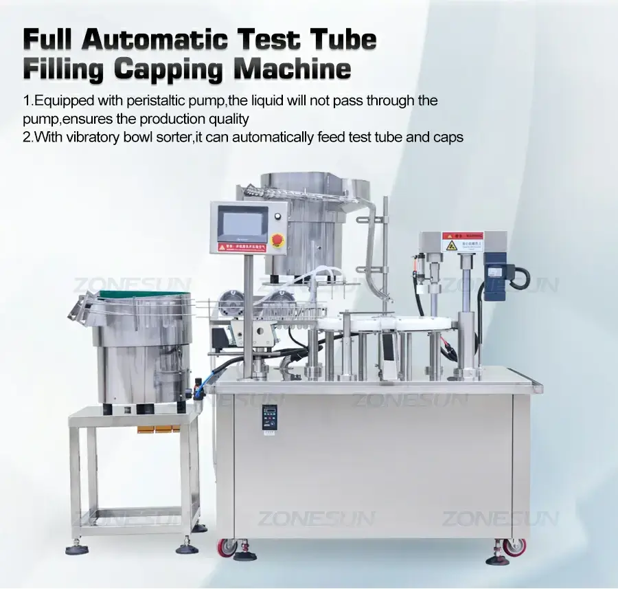 Test Tube Filling Capping Machine-ZONESUN TECHNOLOGY LIMITED Test Tube Filling Capping Machine-ZONESUN TECHNOLOGY LIMITED