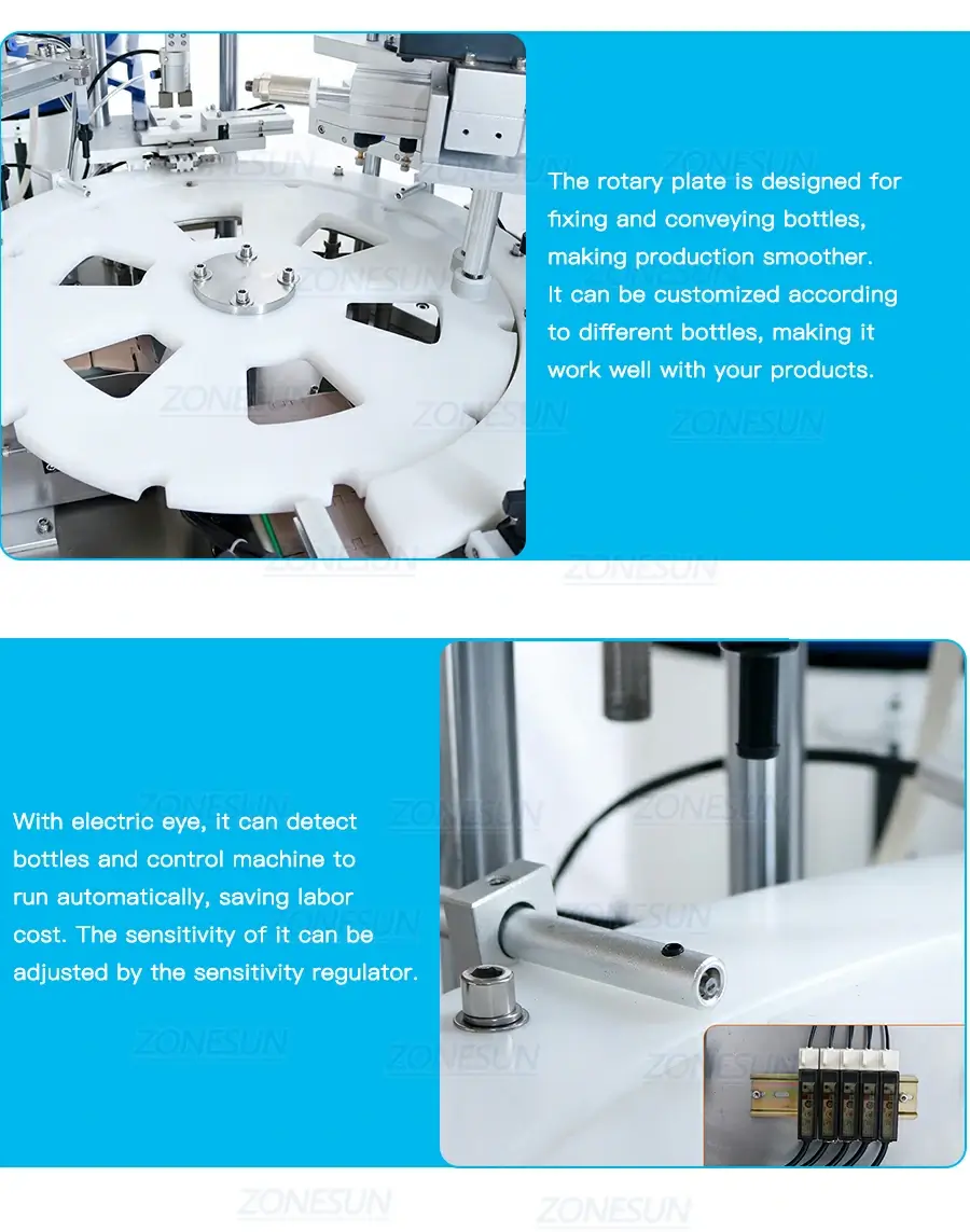 Roll-on Bottles Filling Capping Machine-ZONESUN TECHNOLOGY LIMITED Roll-on Bottles Filling Capping Machine-ZONESUN TECHNOLOGY LIMITED