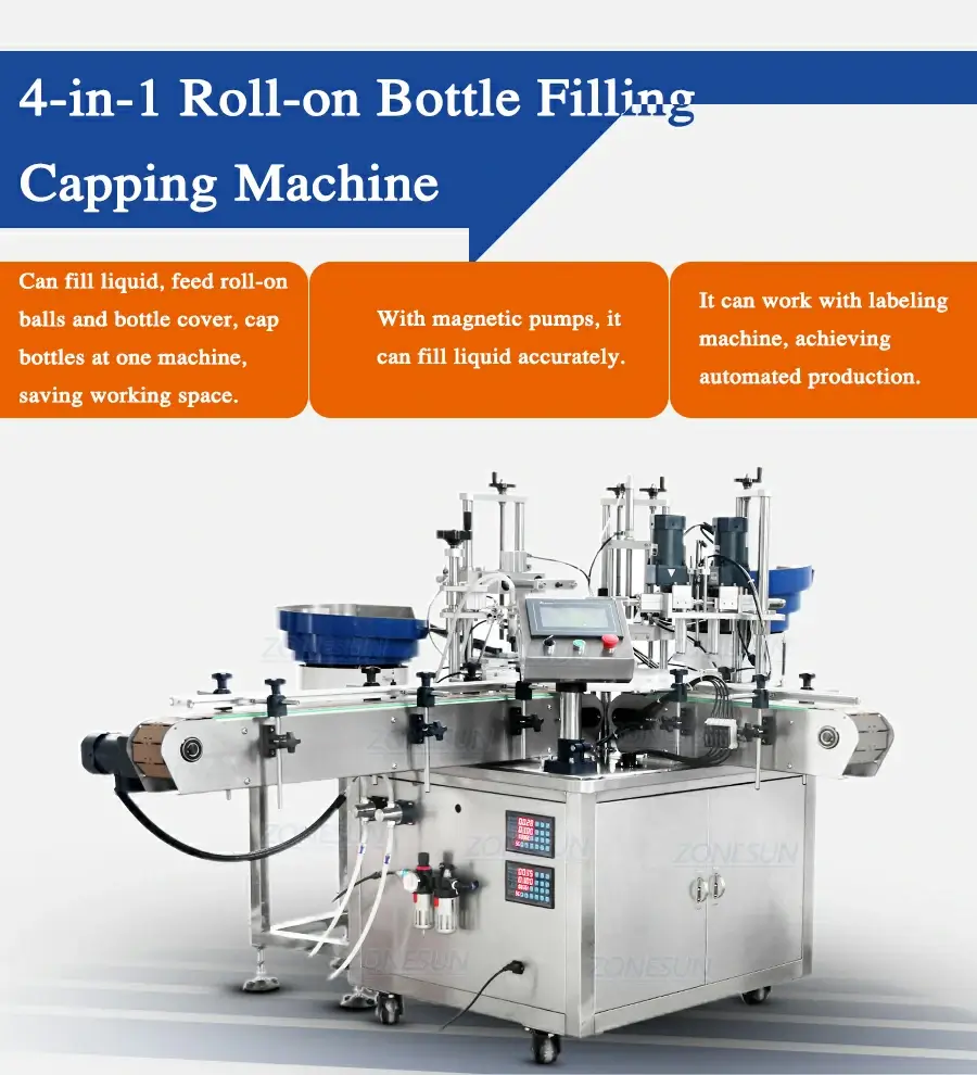 Roll-on Bottles Filling Capping Machine-ZONESUN TECHNOLOGY LIMITED Roll-on Bottles Filling Capping Machine-ZONESUN TECHNOLOGY LIMITED