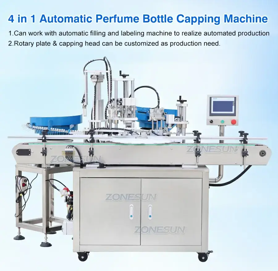 Rotary Perfume Bottle Capping Machine-ZONESUN TECHNOLOGY LIMITED Rotary Perfume Bottle Capping Machine-ZONESUN TECHNOLOGY LIMITED