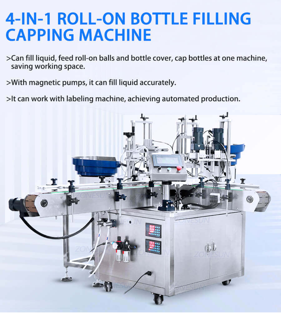 Roll-on Bottles Filling Capping Machine-ZONESUN TECHNOLOGY LIMITED Roll-on Bottles Filling Capping Machine-ZONESUN TECHNOLOGY LIMITED