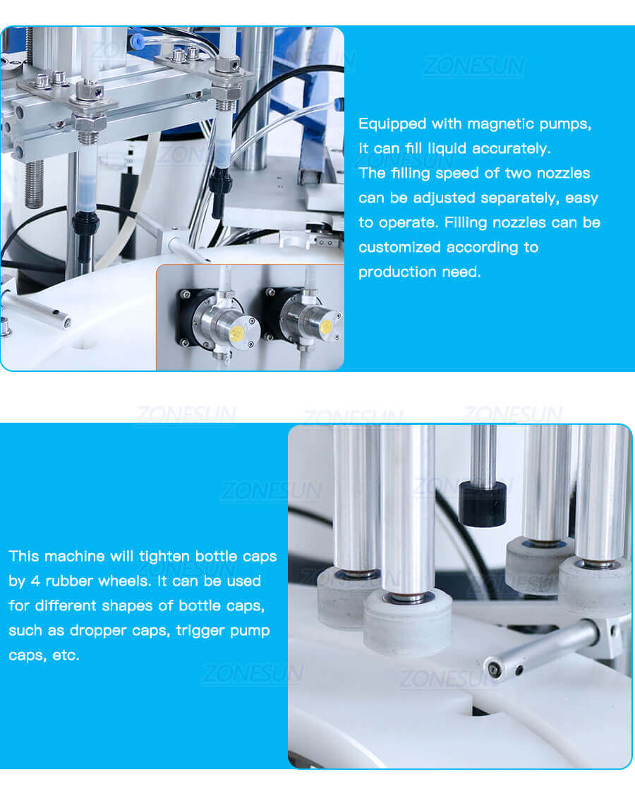 Roll-on Bottles Filling Capping Machine-ZONESUN TECHNOLOGY LIMITED Roll-on Bottles Filling Capping Machine-ZONESUN TECHNOLOGY LIMITED
