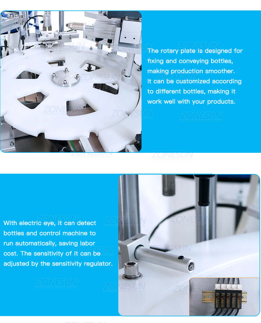 Roll-on Bottles Filling Capping Machine-ZONESUN TECHNOLOGY LIMITED Roll-on Bottles Filling Capping Machine-ZONESUN TECHNOLOGY LIMITED