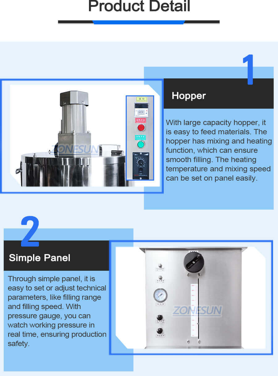 Cosmetic Heating Paste Filling Machine With Mixer-ZONESUN TECHNOLOGY LIMITED Cosmetic Heating Paste Filling Machine With Mixer-ZONESUN TECHNOLOGY LIMITED