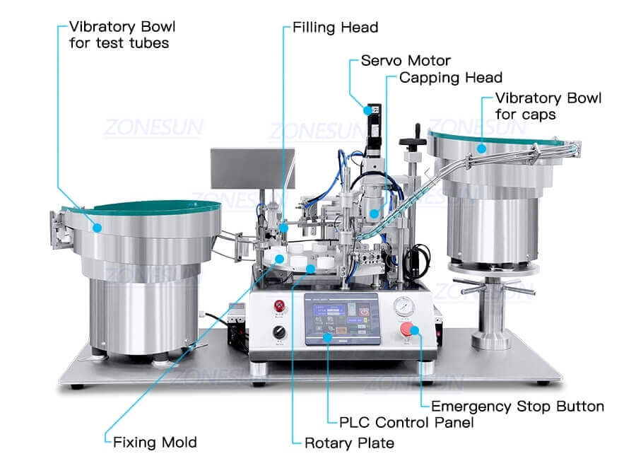 Test Tube Filling Capping Machine-ZONESUN TECHNOLOGY LIMITED Test Tube Filling Capping Machine-ZONESUN TECHNOLOGY LIMITED