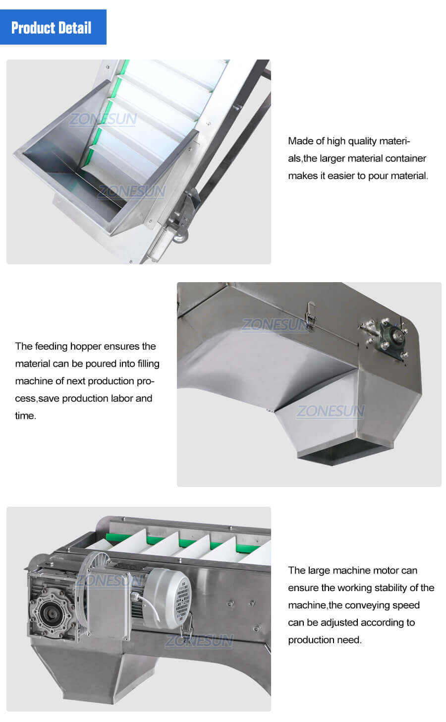 Bucket Type Conveyor Belt-ZONESUN TECHNOLOGY LIMITED