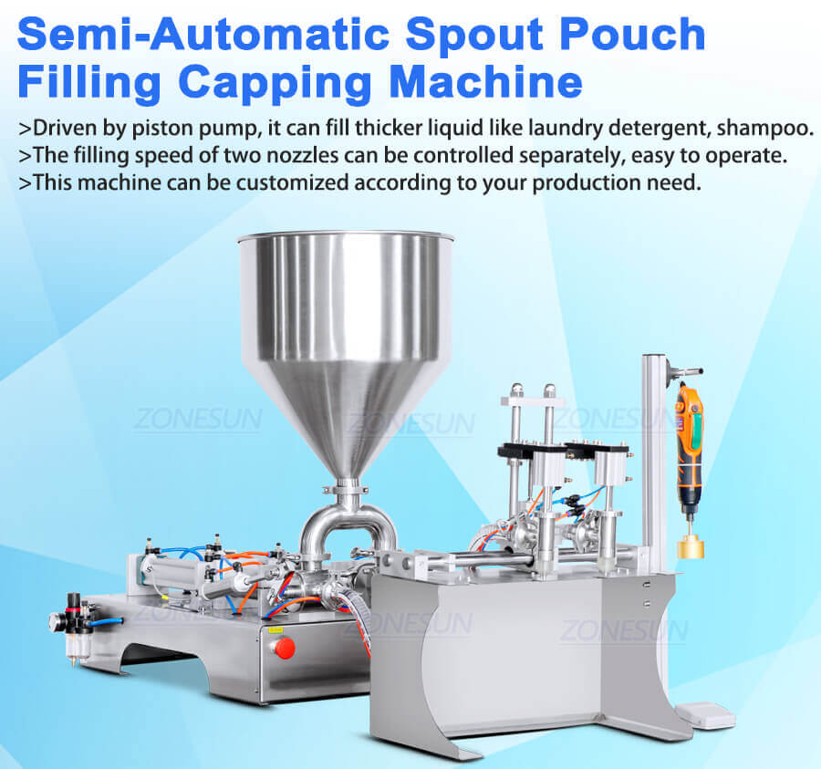 Spout Pouch Filling Capping Machine-ZONESUN TECHNOLOGY LIMITED Spout Pouch Filling Capping Machine-ZONESUN TECHNOLOGY LIMITED
