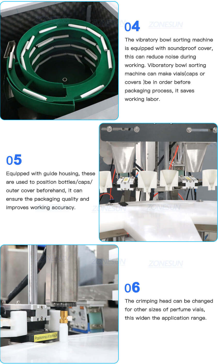 Perfume Vials Filling Crimping Capping Machine-ZONESUN TECHNOLOGY LIMITED Perfume Vials Filling Crimping Capping Machine-ZONESUN TECHNOLOGY LIMITED