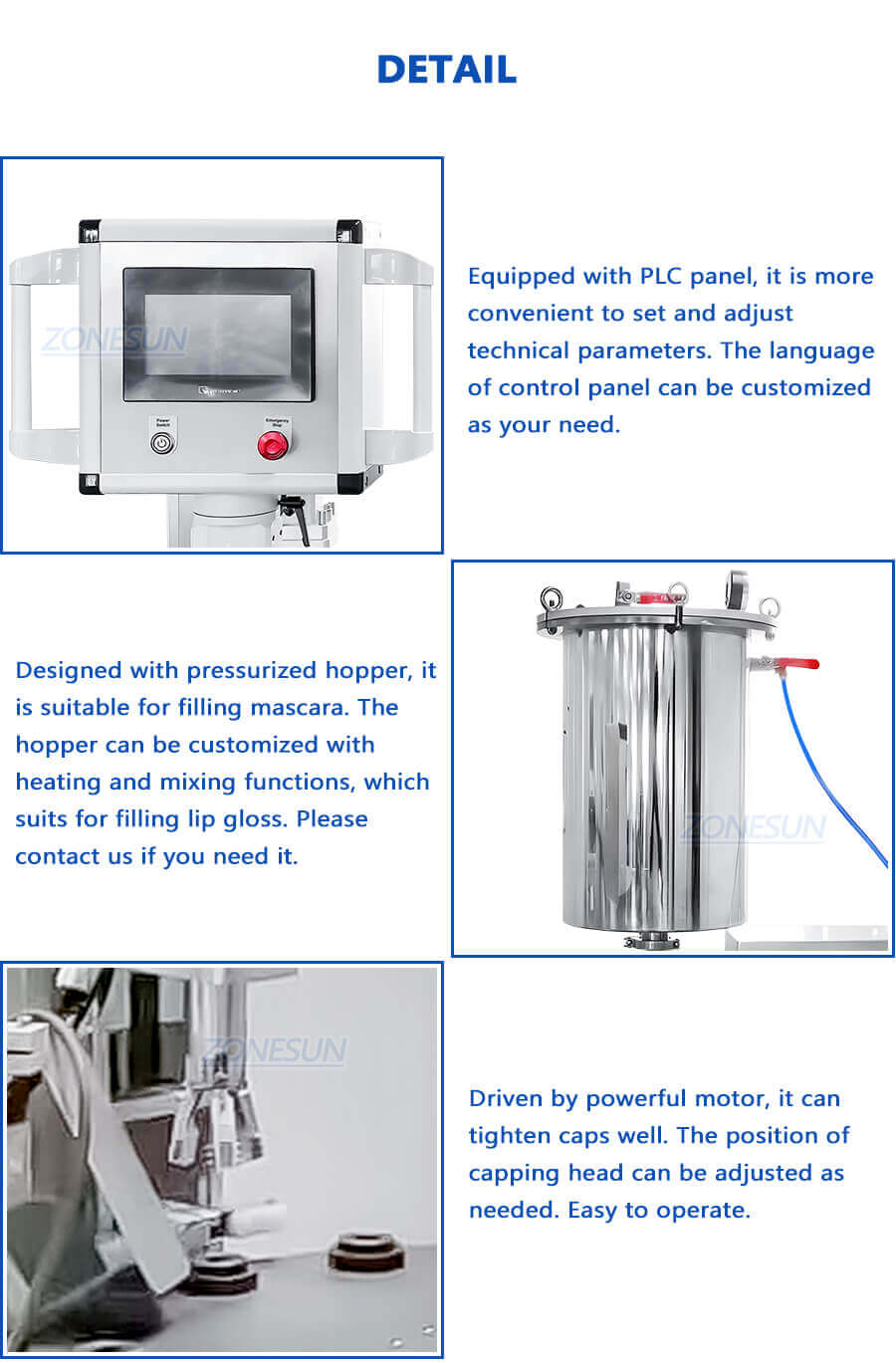 Mascara Filling Capping Machine-ZONESUN TECHNOLOGY LIMITED Mascara Filling Capping Machine-ZONESUN TECHNOLOGY LIMITED