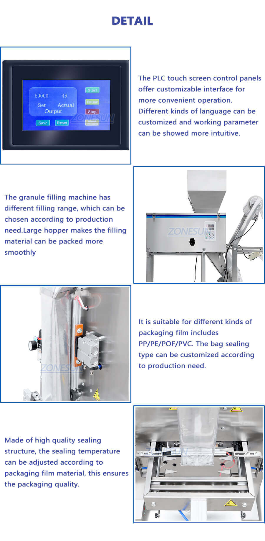 Granule Bag Weighing Packaging Machine-ZONESUN TECHNOLOGY LIMITED Granule Bag Weighing Packaging Machine-ZONESUN TECHNOLOGY LIMITED
