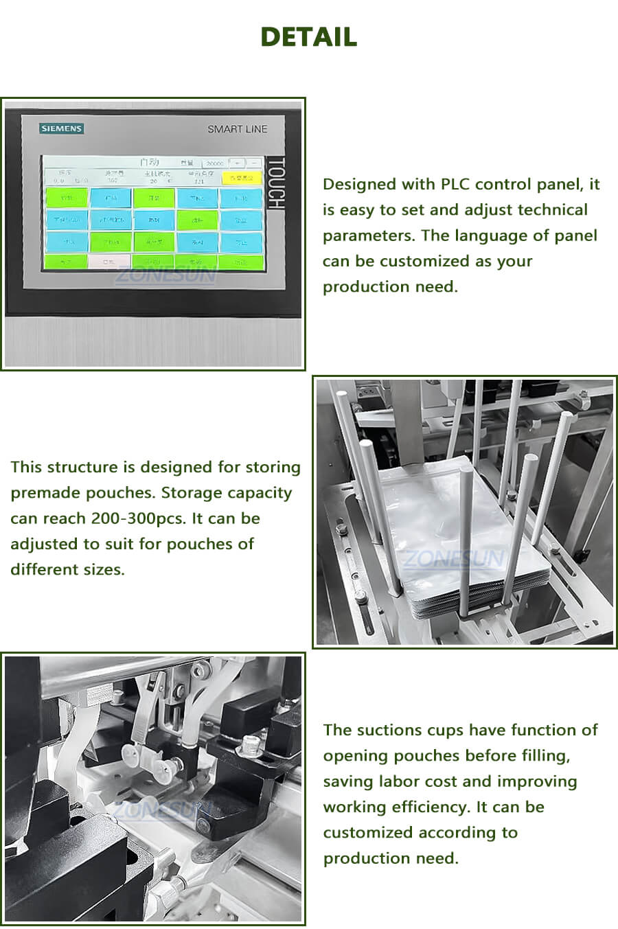 Powder Premade Pouch Filling Sealing Machine-ZONESUN TECHNOLOGY LIMITED Powder Premade Pouch Filling Sealing Machine-ZONESUN TECHNOLOGY LIMITED