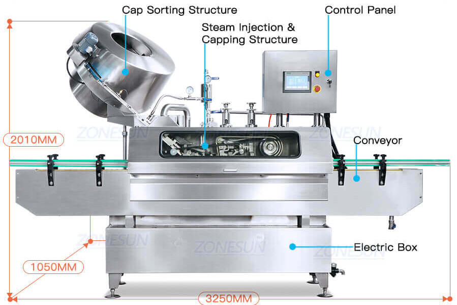 Steam Vacuum Capping Machine-ZONESUN TECHNOLOGY LIMITED Steam Vacuum Capping Machine-ZONESUN TECHNOLOGY LIMITED