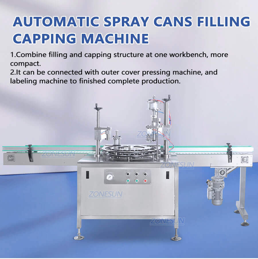 Spray Can Filling Capping Machine-ZONESUN TECHNOLOGY LIMITED Spray Can Filling Capping Machine-ZONESUN TECHNOLOGY LIMITED