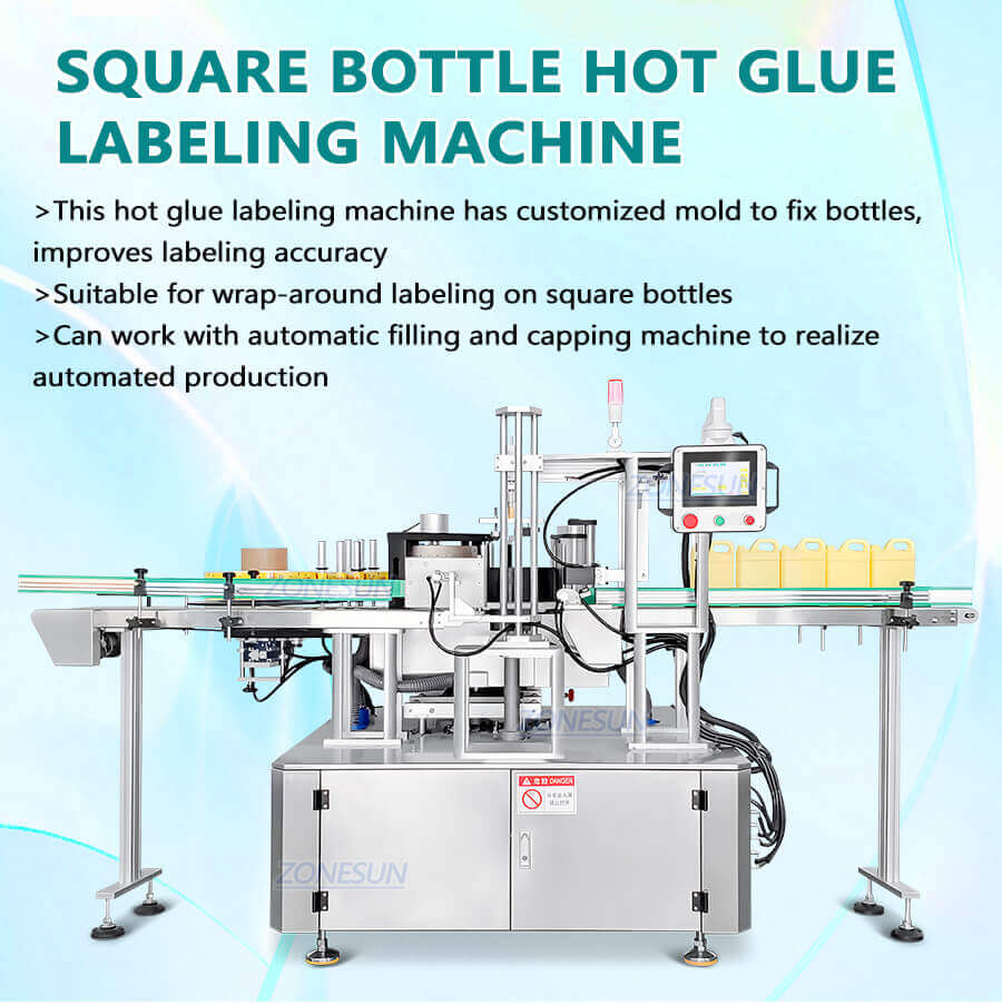 Square Flat Bottle Hot Melt Glue Labeling Machine-ZONESUN TECHNOLOGY LIMITED Square Flat Bottle Hot Melt Glue Labeling Machine-ZONESUN TECHNOLOGY LIMITED