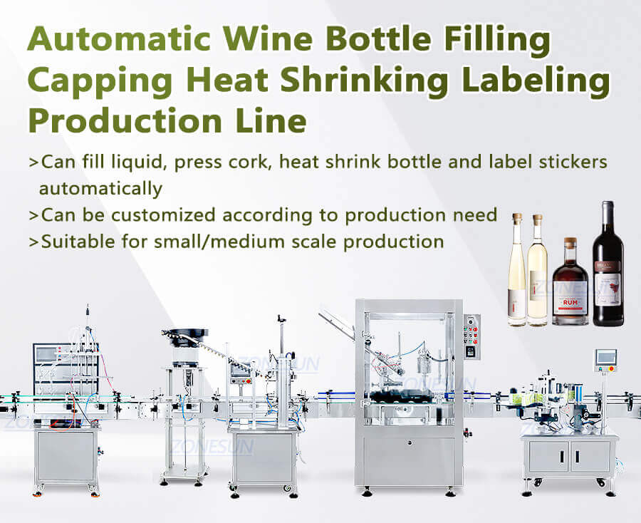 Wine Bottle Filling Capping Heat Shrinking Labeling Production Line-ZONESUN TECHNOLOGY LIMITED Wine Bottle Filling Capping Heat Shrinking Labeling Production Line-ZONESUN TECHNOLOGY LIMITED