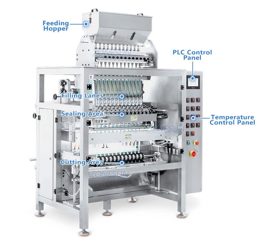 Multi-lines Sachet Granule Packing Machine-ZONESUN TECHNOLOGY LIMITED Multi-lines Sachet Granule Packing Machine-ZONESUN TECHNOLOGY LIMITED
