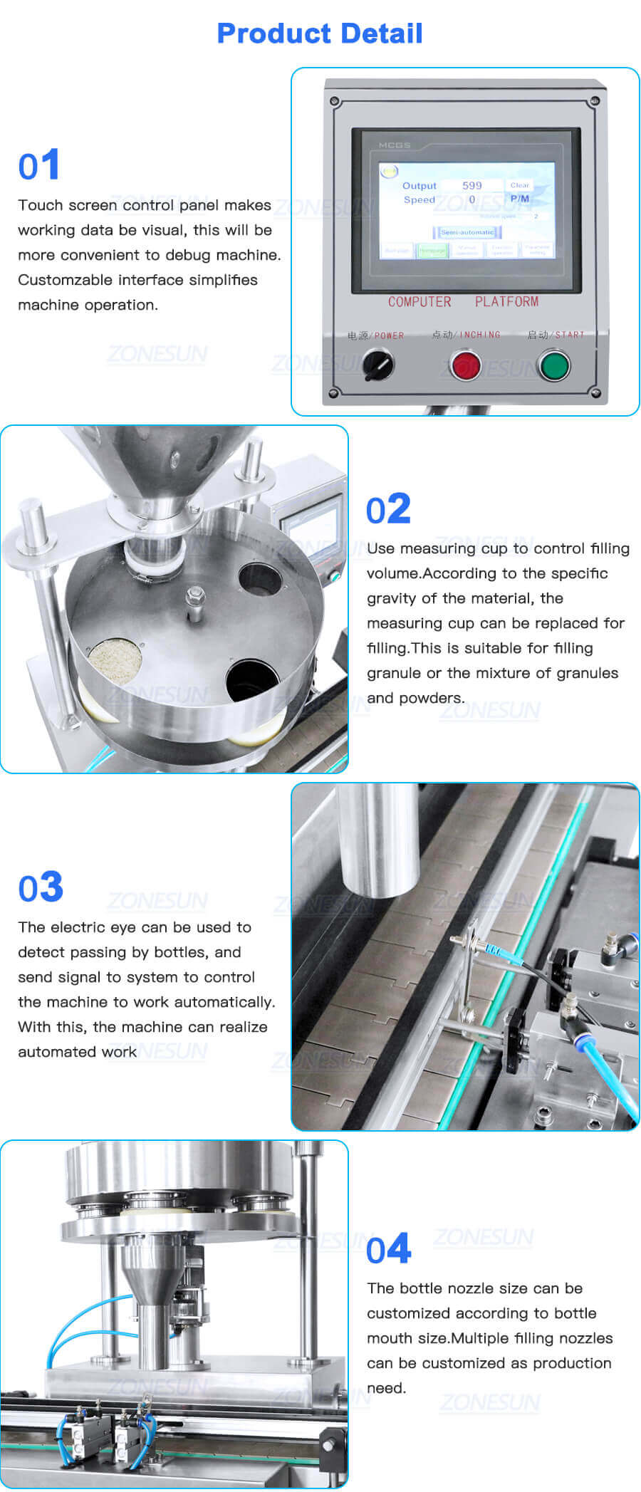 AutomaticI Bottle Granule Filling Machine-ZONESUN TECHNOLOGY LIMITED AutomaticI Bottle Granule Filling Machine-ZONESUN TECHNOLOGY LIMITED