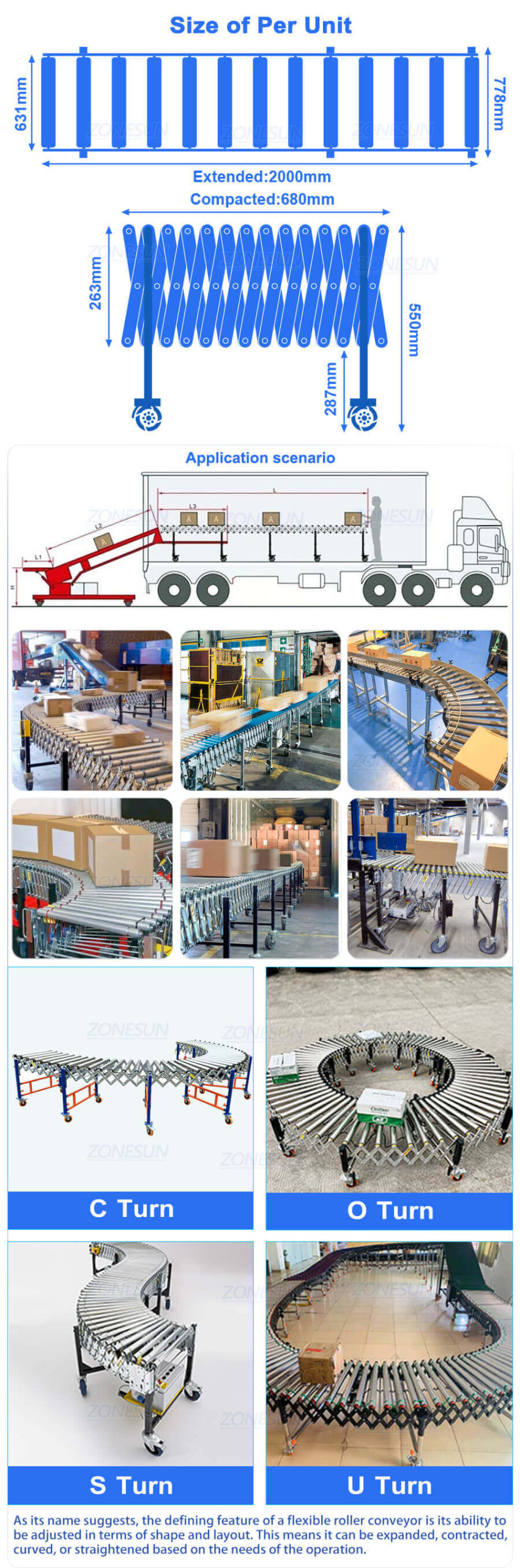 Electric Roller Flexible Conveyor-ZONESUN TECHNOLOGY LIMITED Electric Roller Flexible Conveyor-ZONESUN TECHNOLOGY LIMITED