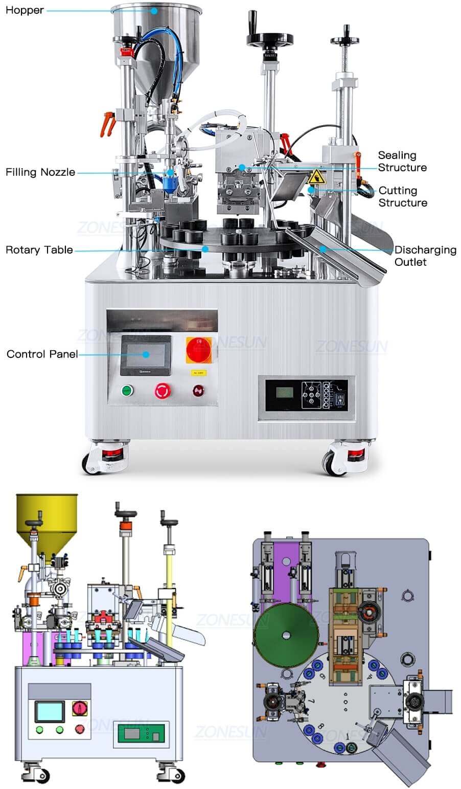 Tabletop Soft Tube Filling Sealing Machine-ZONESUN TECHNOLOGY LIMITED Tabletop Soft Tube Filling Sealing Machine-ZONESUN TECHNOLOGY LIMITED