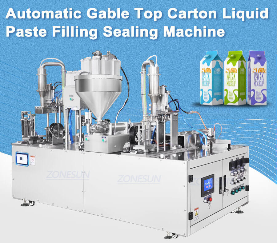 Gable Top Carton Filling Sealing Machine-ZONESUN TECHNOLOGY LIMITED Gable Top Carton Filling Sealing Machine-ZONESUN TECHNOLOGY LIMITED