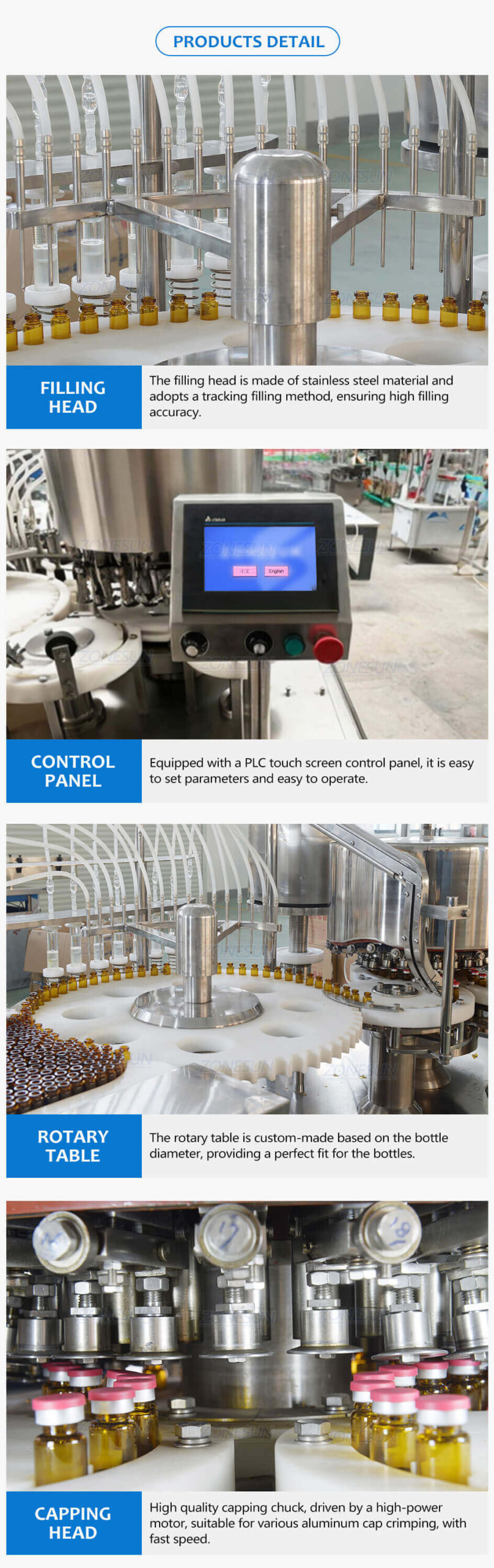 12 Heads Vial Filling Capping Machine-ZONESUN TECHNOLOGY LIMITED 12 Heads Vial Filling Capping Machine-ZONESUN TECHNOLOGY LIMITED