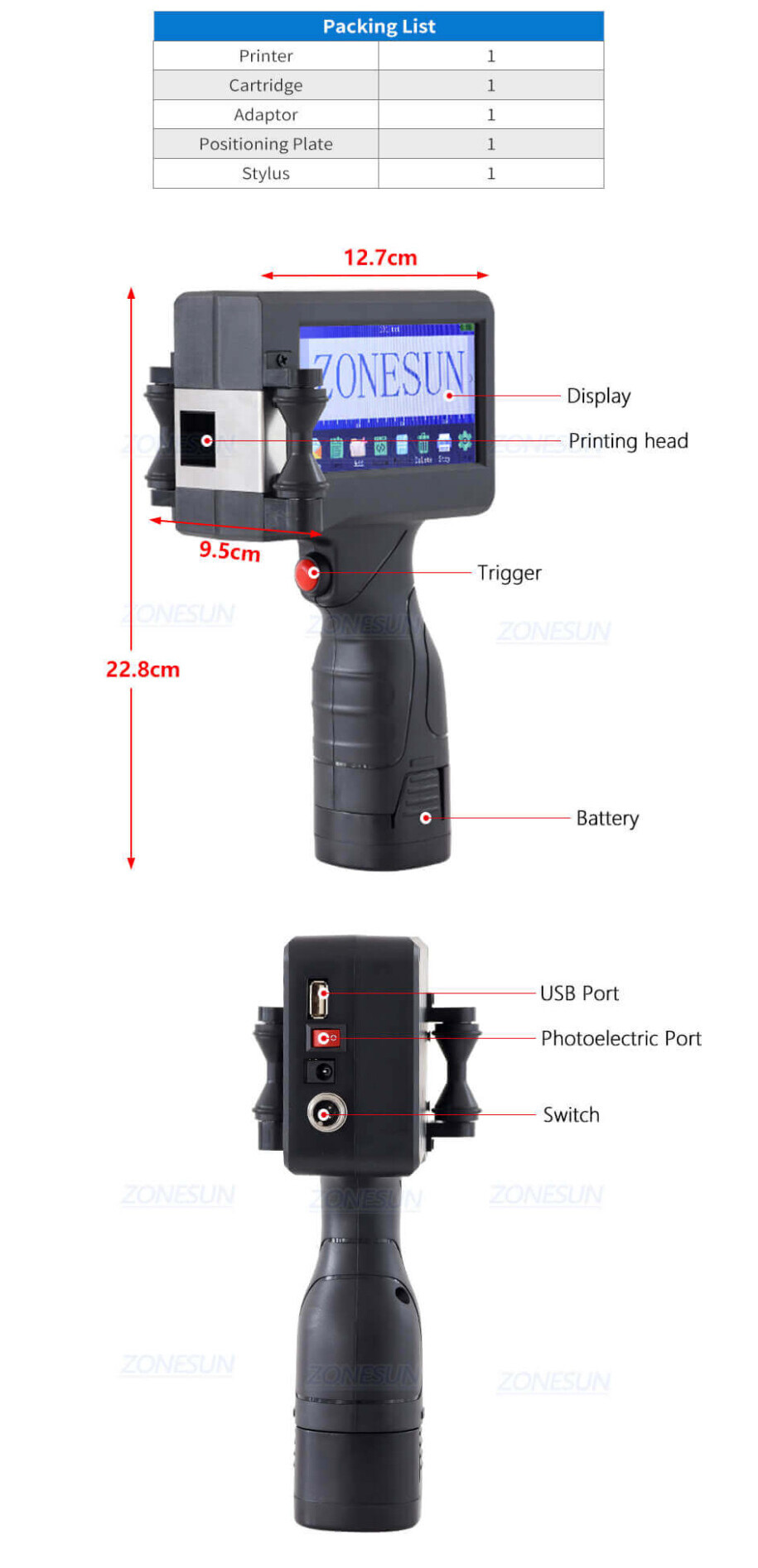 Handheld Inkjet Printer-ZONESUN TECHNOLOGY LIMITED Handheld Inkjet Printer-ZONESUN TECHNOLOGY LIMITED