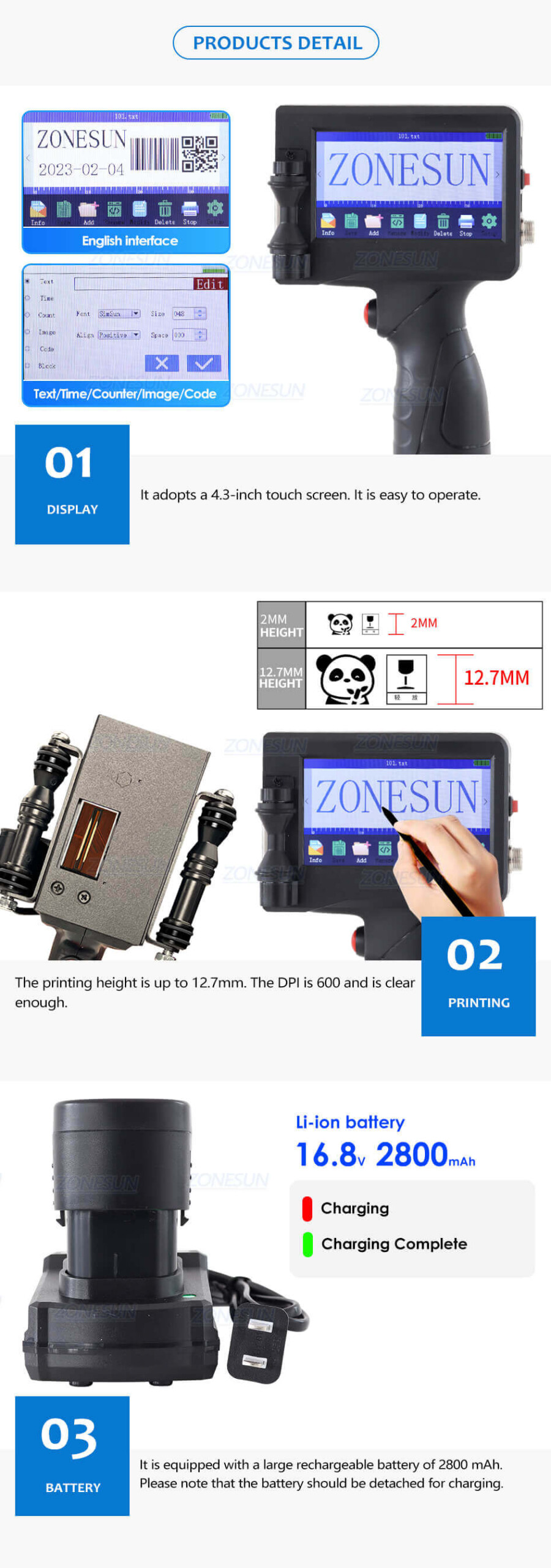 Handheld Inkjet Printer-ZONESUN TECHNOLOGY LIMITED Handheld Inkjet Printer-ZONESUN TECHNOLOGY LIMITED