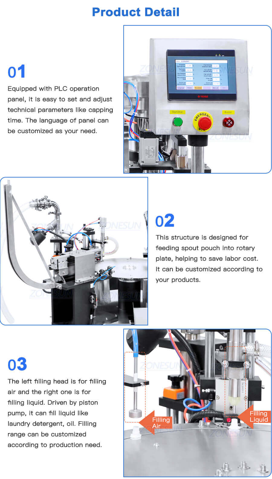 Rotary Spout Pouch Filling Capping Machine-ZONESUN TECHNOLOGY LIMITED Rotary Spout Pouch Filling Capping Machine-ZONESUN TECHNOLOGY LIMITED