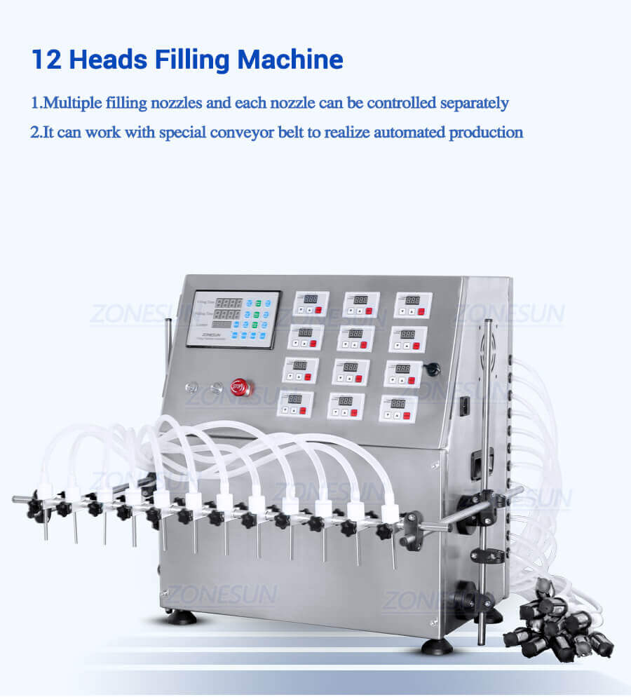 Semi Automatic 12 Heads Filling Machine-ZONESUN TECHNOLOGY LIMITED Semi Automatic 12 Heads Filling Machine-ZONESUN TECHNOLOGY LIMITED